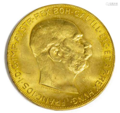 AUSTRIA GOLD 100 CORONA COIN, .9802 OZ