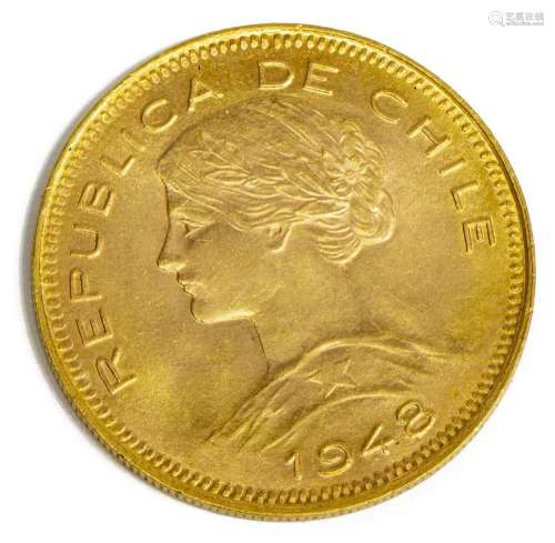 CHILE GOLD COIN, 100 PESOS