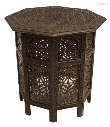 INDIA FLORAL ARABESQUE CARVED SIDE TABLE