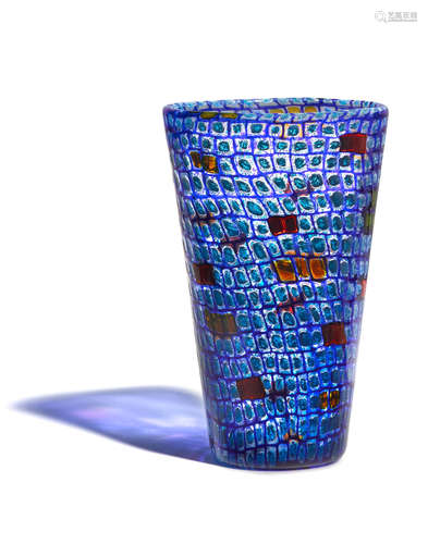 Stiletto Vase1998 for Venini, blue, red, and orange murrines, signed 'venini Gianni Versace 1998/69height 10 1/4in (26cm)  Gianni Versace (1946-1997)