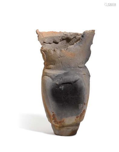 Vase with Torn Rimearthenware, unsignedheight 16 1/2in (42cm)  Paul Soldner (1921-2011)