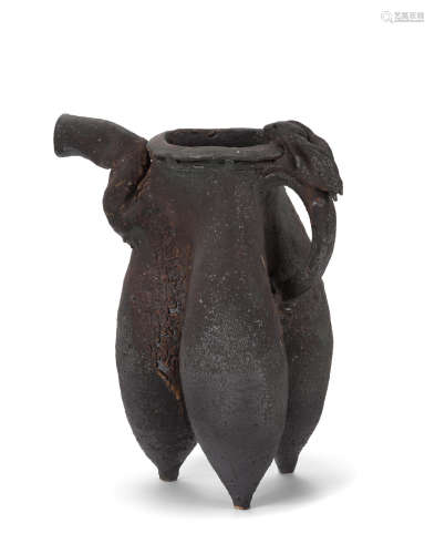 Rabbit Handled Pouring Vesselcirca 1995glazed stoneware, unsignedheight 15 1/4in (38.5cm)  Ken Ferguson (1928-2004)