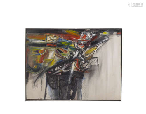 Humanos1963oil on canvas, double signed 'Romano Maccio' on the obverse; titled and signed 'Humanos / Maccio' on the reversewooden float frame with narrow profile molding59 x 78 in (150 x 198cm)  Rómulo Macció (1931-2016)