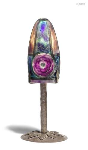 Rosaces Lampcirca 1923Bloch-Dermant 23.16, pâte de verre, wrought iron, signed 'G.ARGY-ROUSSEAU FRANCE' in intaglioheight overall 12in (30.5cm)  Gabriel Argy-Rousseau (1885-1953)