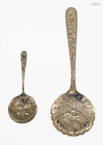 STERLING S. KIRK & SON BERRY SPOONS REPOUSSE (2)