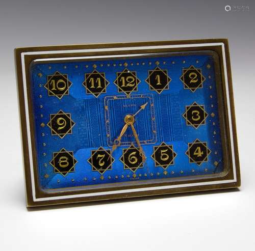 GUILLOCHE ENAMELED ALARM CLOCK SCHILD & CO.