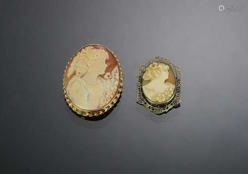 VINTAGE 14K GOLD CARVED SHELL CAMEOS
