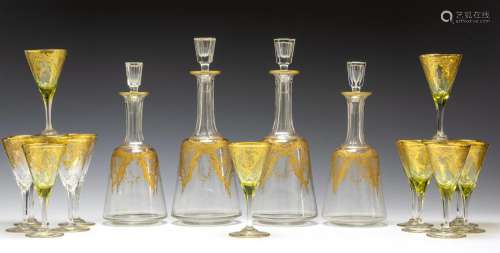JOSEPHINE HUTTE GILT GLASS DECANTERS CORDIALS (17)