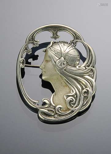 925 STERLING SILVER ART NOUVEAU WOMAN BROOCH