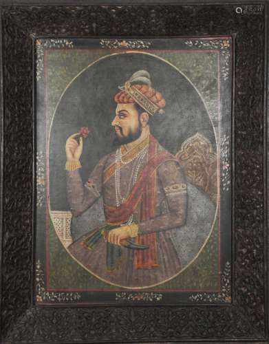 PORTRAIT OF SHAH JAHAN W/ ROSE, EARLY 20TH C.