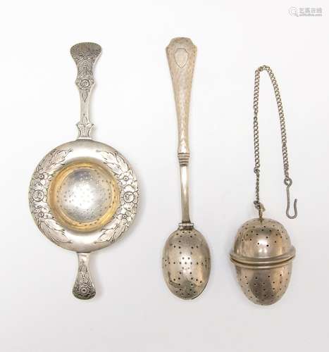 STERLING SILVER TEA STRAINERS DANISH, WEBSTER (3)