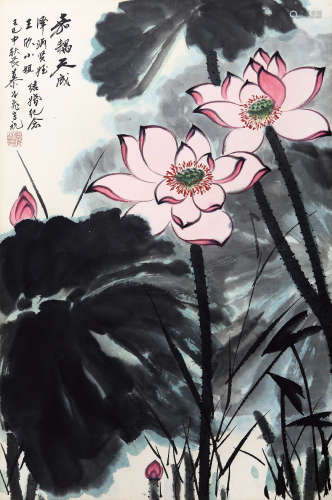 慕凌飞（1913-1997） 嘉偶天成 设色纸本 立轴 1989年 作