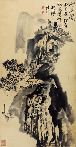 赵松涛（1916-1993） 山居图 设色纸本 立轴 1986年 作