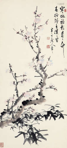 陈半丁（1876-1970） 梅竹双清 设色纸本 立轴