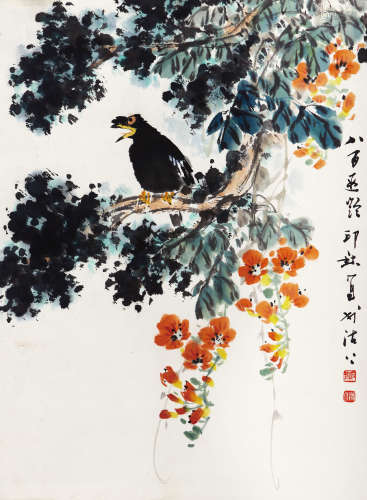 萧朗（1917-2010） 八百遐龄 设色纸本 立轴