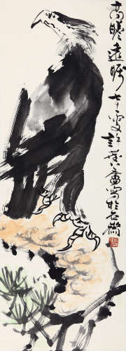 许麟庐（1916-2011） 高瞻远瞩 设色纸本 立轴