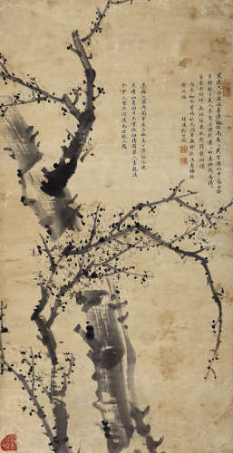 杭世骏（1695-1773） 墨梅图 水墨纸本 立轴