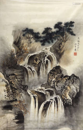 张洪千（b.1941） 清泉石上流 设色绢本 镜片