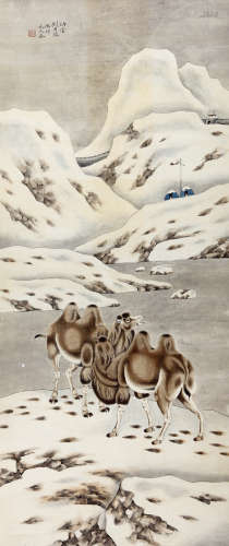 刘用烺（清末） 骆驼 设色纸本 立轴