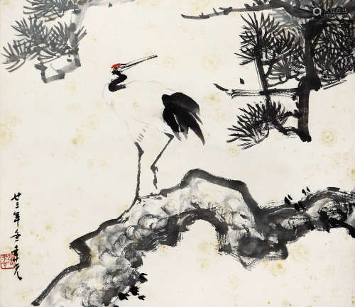 张聿光（1885-1968） 松鹤延年 水墨纸本 立轴