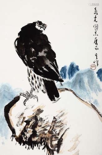 孙其峰（b.1920） 雄鹰 设色纸本 镜片