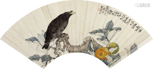 刘奎龄（1885-1967） 橙黄橘绿 设色纸本 扇片 1939年 作