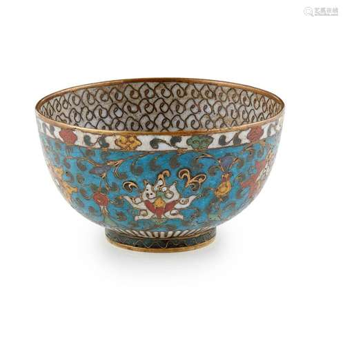 CLOISONNÉ ENAMEL 'LOTUS' BOWL MING DYNASTY 11.3cm diam