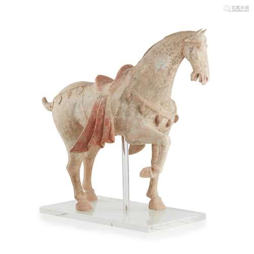 PAINTED POTTERY MODEL OF A HORSE TANG DYNASTY 61cm long