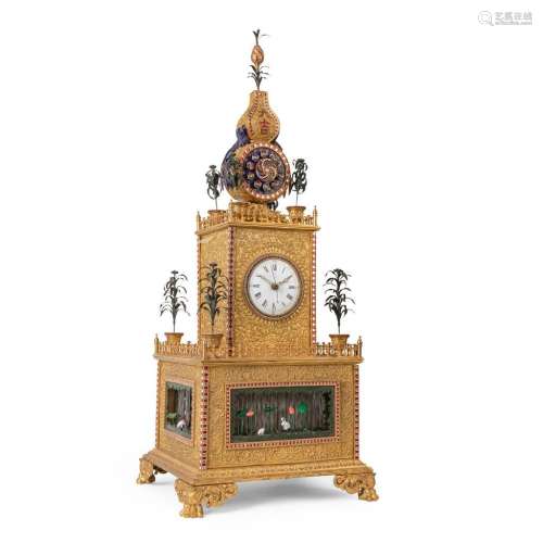 LARGE GILT-BRONZE AND PASTE-SET CLOCK 97cm high (overall)