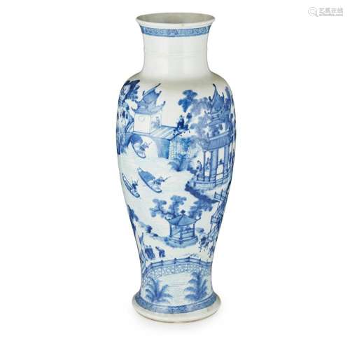 BLUE AND WHITE BALUSTER VASE, GUAN YIN ZUN CHENGHUA MARK BUT 19TH CENTURY 46.5cm high