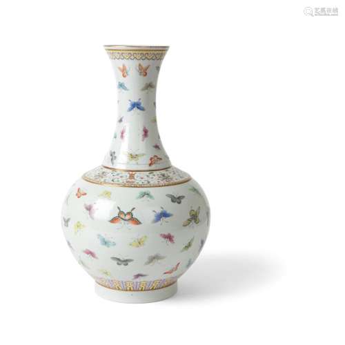 FAMILLE ROSE 'HUNDRED BUTTERFLIES' VASE GUANGXU MARK AND POSSIBLY OF THE PERIOD 40cm high