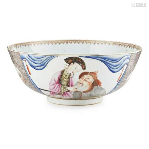 FAMILLE ROSE PUNCH BOWL QING DYNASTY, 18TH CENTURY 25.5cm diam