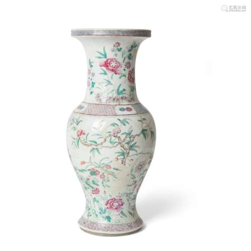 FAMILLE ROSE PHOENIX-TAIL VASE QING DYNASTY, 19TH CENTURY 44.2cm high