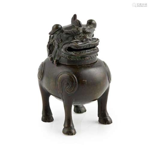 BRONZE 'BUDDHIST LION' CENSER AND COVER MING DYNASTY 12.5cm high