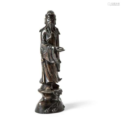 BRONZE FIGURE OF LÜ DONGBIN LATE MING/EARLY QING DYNASTY 27cm high