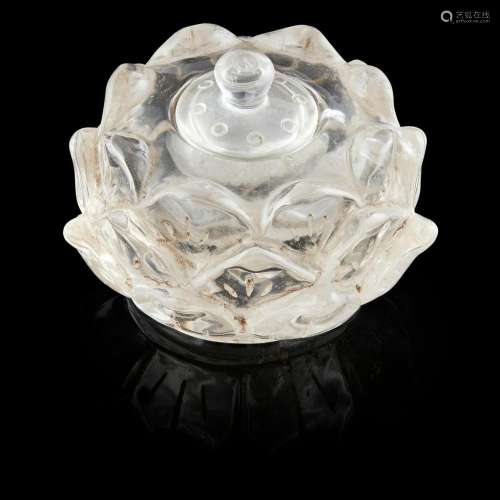 SMALL ROCK CRYSTAL WATER POT AND COVER 6.3cm wide
