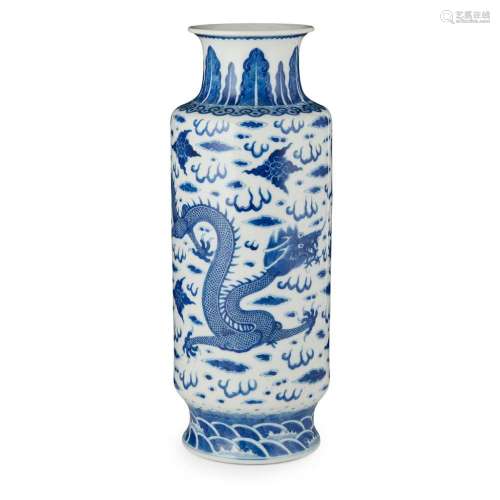 BLUE AND WHITE LANTERN VASE YONGZHENG MARK BUT 19TH CENTURY 34cm high