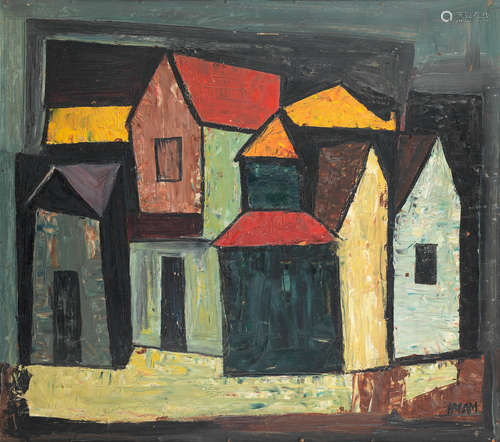 Untitled (Townscape- Night) Ali Imam(Pakistan, 1924-2002)