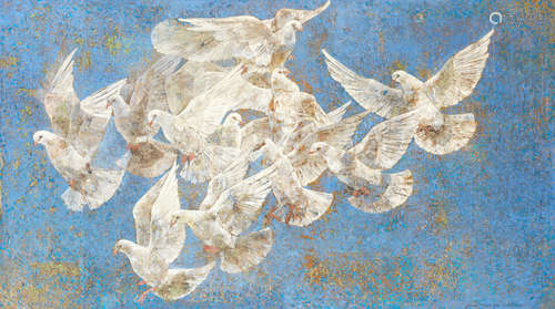 Untitled (Doves) Jamil Naqsh(Pakistan, b. 1938)