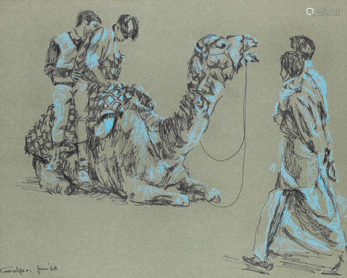 Untitled (Two boys on a camel) Ismail Gulgee(Pakistan, 1926-2007)