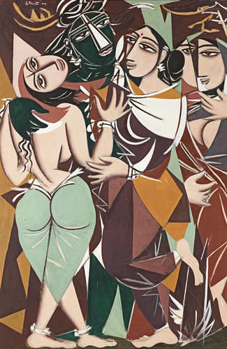 Vishnu with Dancing Girls George Keyt(Sri Lanka, 1901 - 1993)