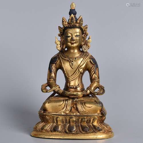 A GILT-BRONZE FIGURE OF BODHISATTVA