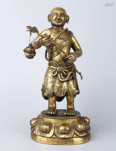 A Chinese Gilt Bronze Figure of Louhan