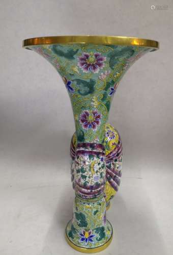 A CLOISONNE ENAMEL GU VASE