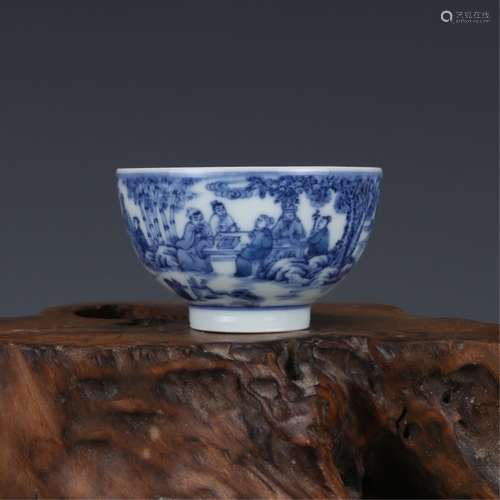 A BLUE AND WHITE BOWL, KANGXI MARK