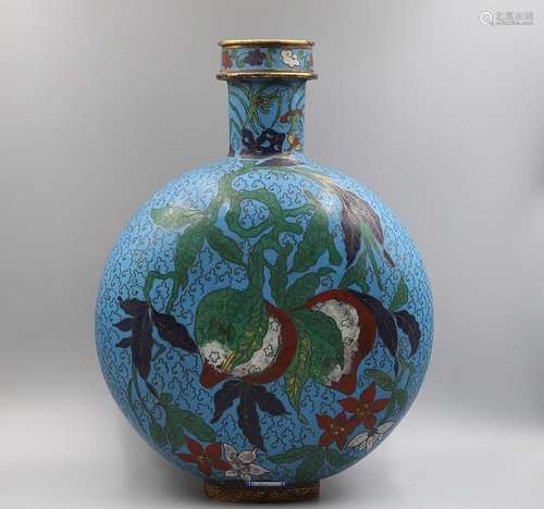 A CLOISONNE ENAMEL MOON FLASK VASE, JINGTAI MARK