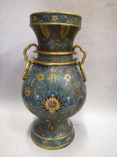 A CLOISONNE ENAMEL VASE, QIANLONG MARK