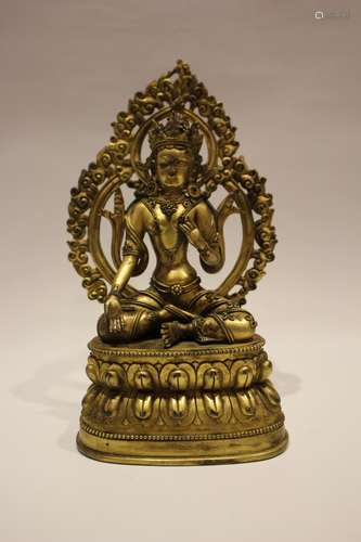 A GILT-BRONZE FIGURE OF AMITAYUS