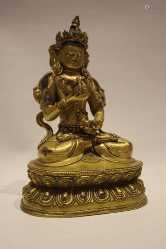 A GILT-BRONZE FIGURE OF BODHISATTVA