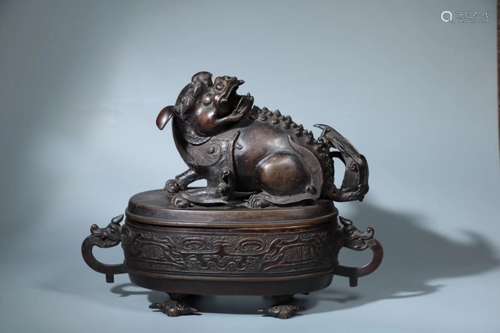 A BRONZE CENSER AND COVER